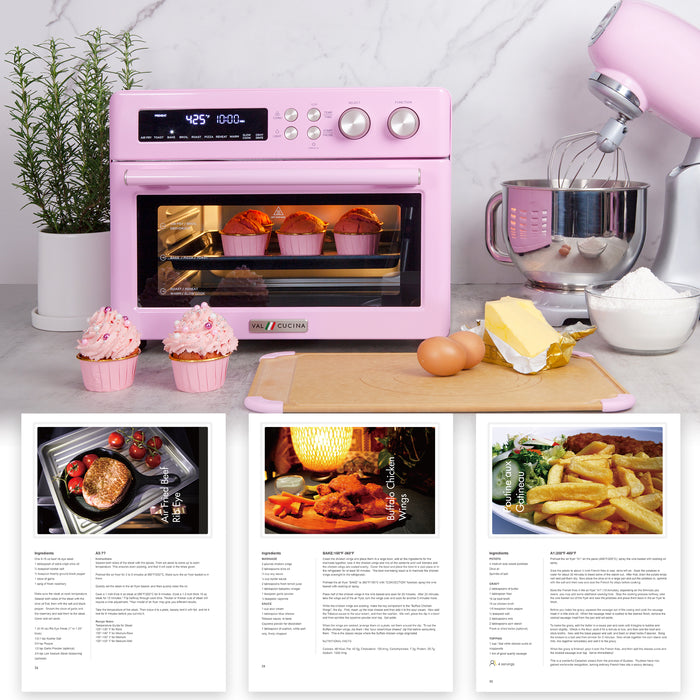 Val Cucina Roma 10-in-1 Retro Pink Air Fryer Toaster Oven