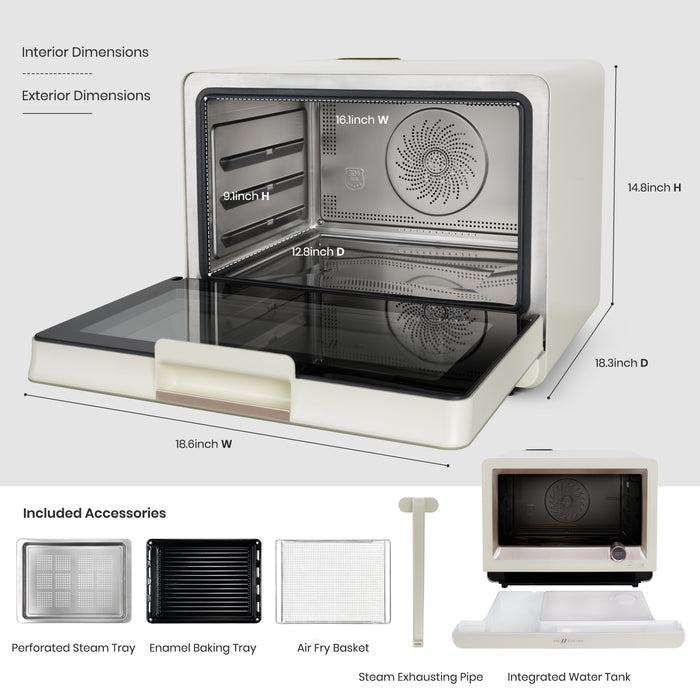 Val Cucina Milan Series 7-in-1 Steam Convection Oven – Cream White Finish