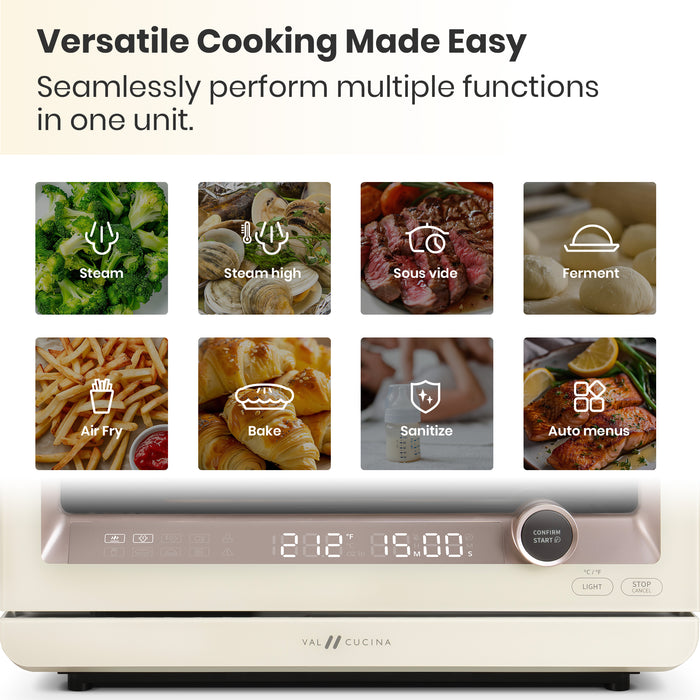 Val Cucina Milan Series 7-in-1 Steam Convection Oven – Cream White Finish