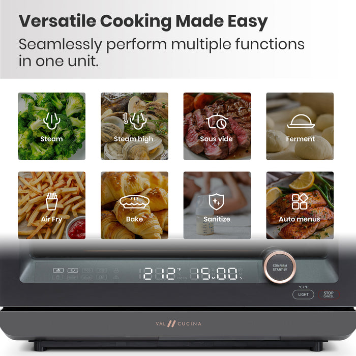 Val Cucina Milan Series 7-in-1 Steam Convection Oven – Matte Black Finish