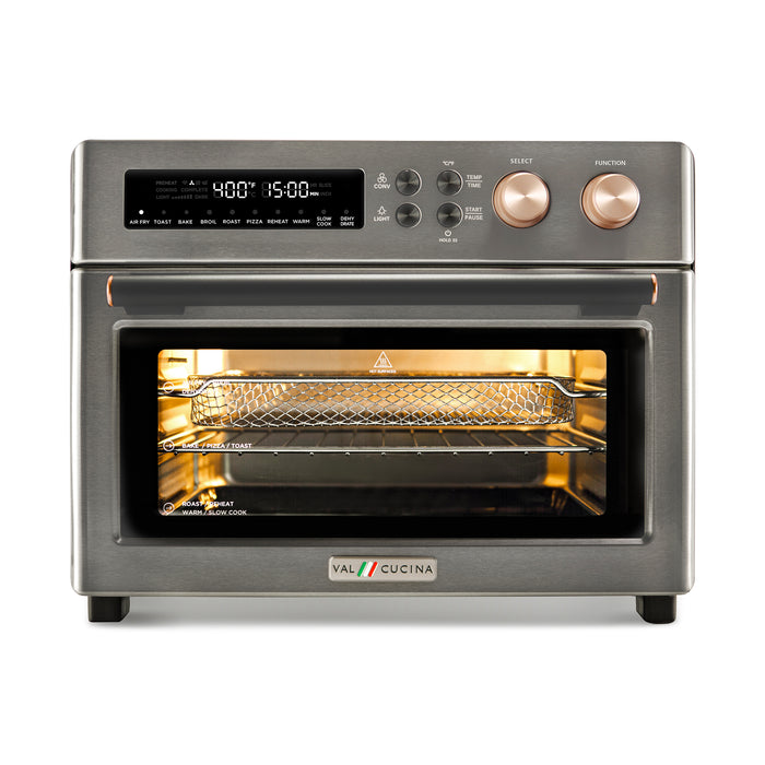 Val Cucina Classic Series Air Fryer - Metallic Grey Stainless Steel Toaster Oven 10-in-1