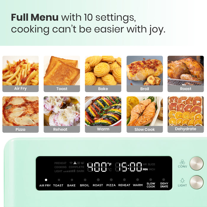 Val Cucina Roma 10-in-1 Retro Green Air Fryer Toaster Oven