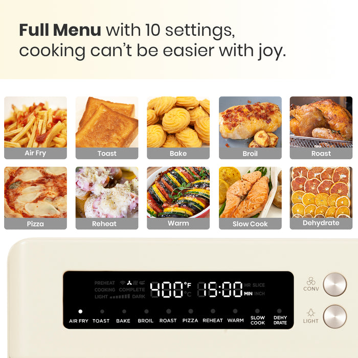 Val Cucina Roma 10-in-1 Retro Cream Air Fryer Toaster Oven