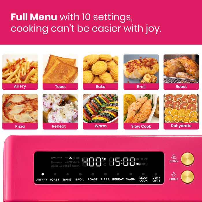 Val Cucina Pink 10-in-1 Retro Air Fryer Toaster Oven