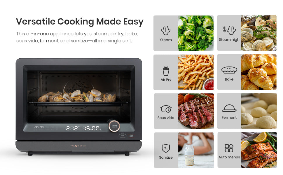 Val Cucina Milan Series 7-in-1 Steam Convection Oven – Matte Black Finish
