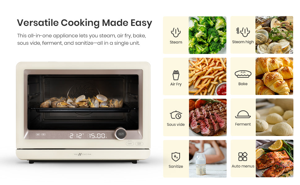 Val Cucina Milan Series 7-in-1 Steam Convection Oven – Cream White Finish