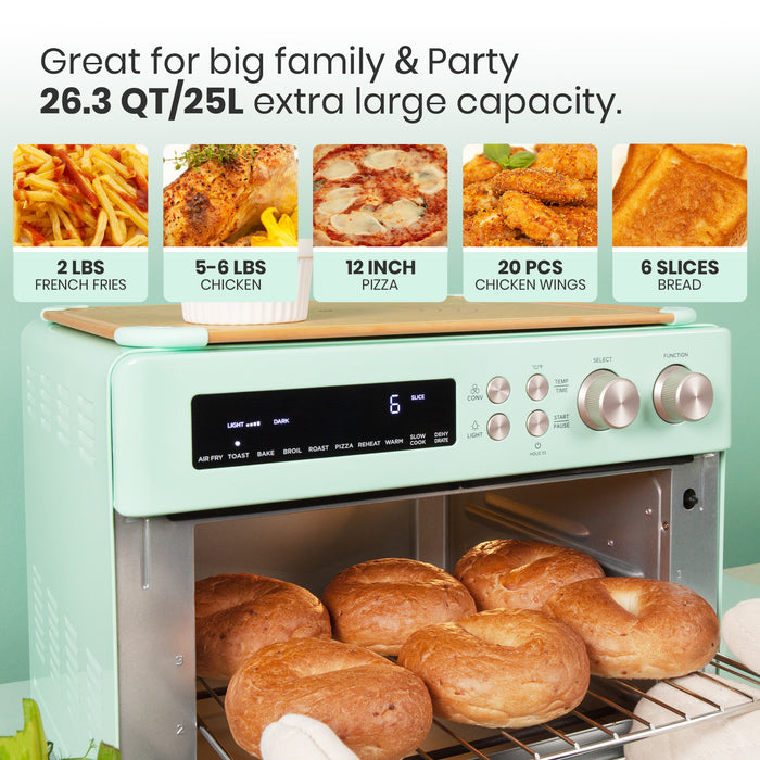 Val Cucina Roma 10-in-1 Retro Green Air Fryer Toaster Oven