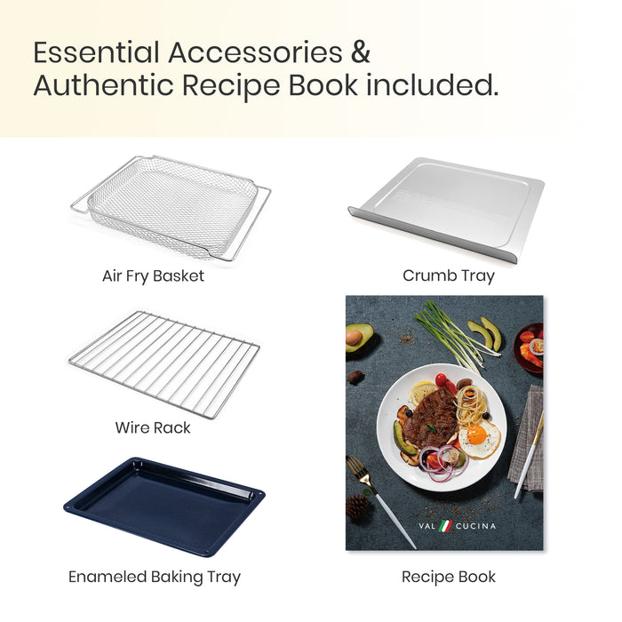 Val Cucina Roma 10-in-1 Retro Cream Air Fryer Toaster Oven