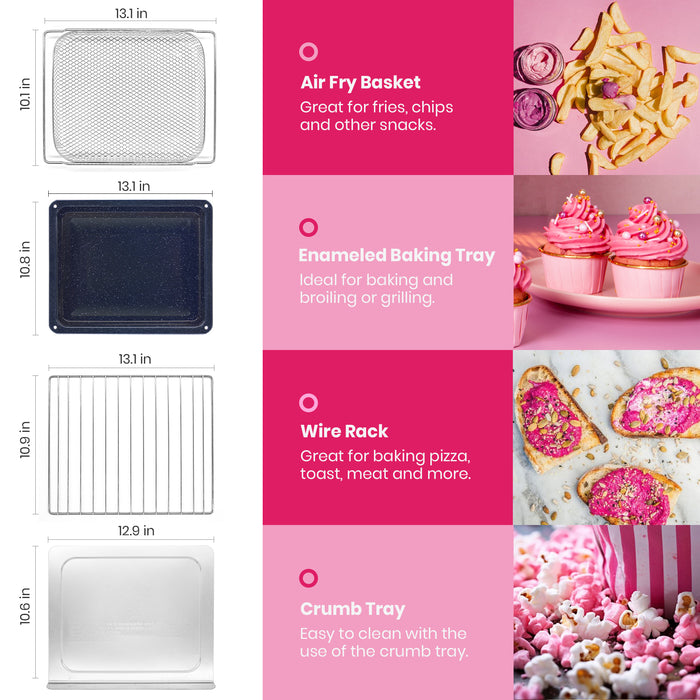 Val Cucina Pink 10-in-1 Retro Air Fryer Toaster Oven