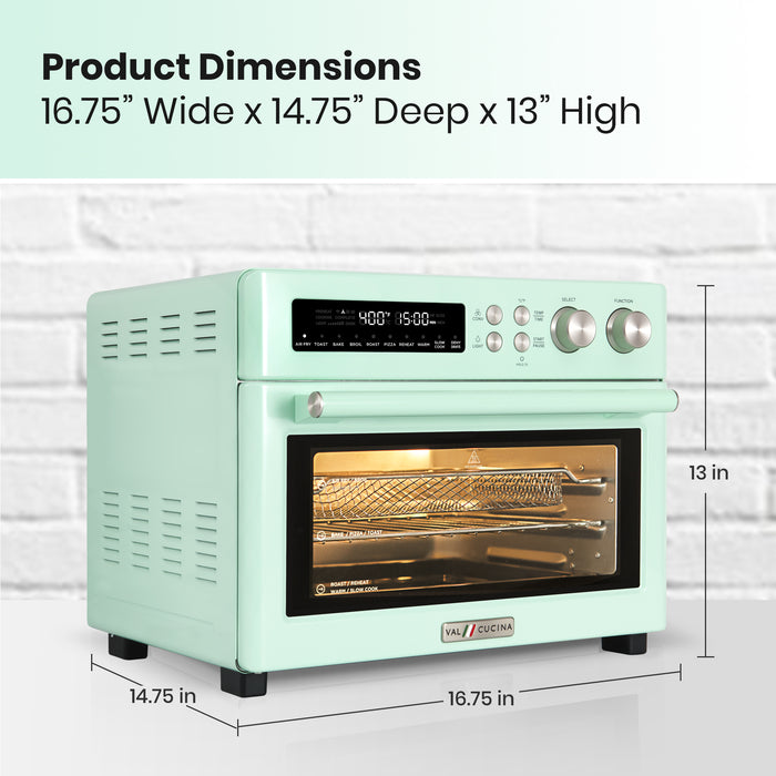 Val Cucina Roma 10-in-1 Retro Green Air Fryer Toaster Oven
