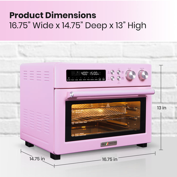 Val Cucina Roma 10-in-1 Retro Pink Air Fryer Toaster Oven
