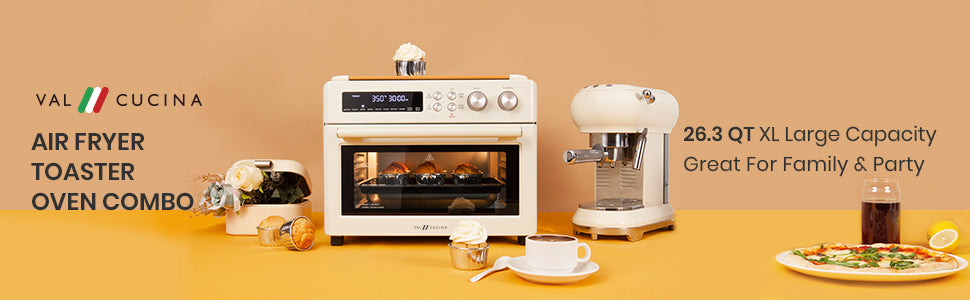 Val Cucina Roma 10-in-1 Retro Cream Air Fryer Toaster Oven