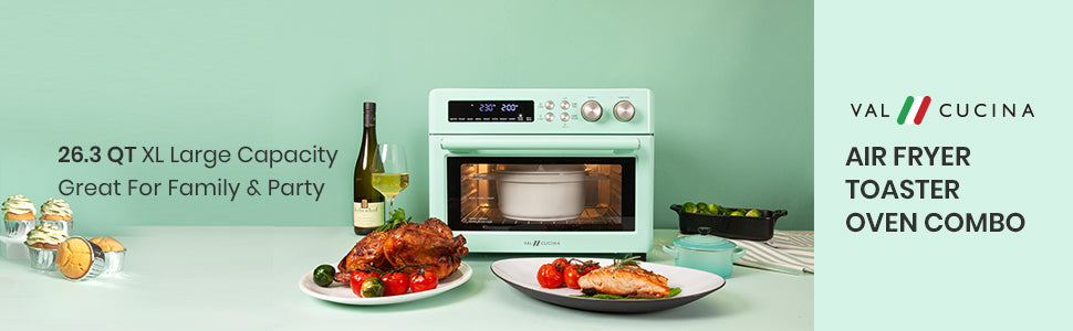 Val Cucina Roma 10-in-1 Retro Green Air Fryer Toaster Oven