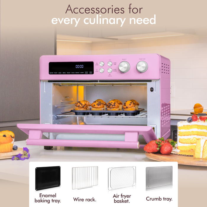 Val Cucina Roma 10-in-1 Retro Pink Air Fryer Toaster Oven