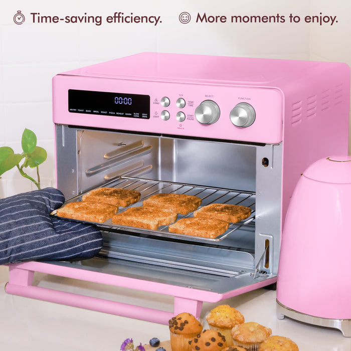 Val Cucina Roma 10-in-1 Retro Pink Air Fryer Toaster Oven
