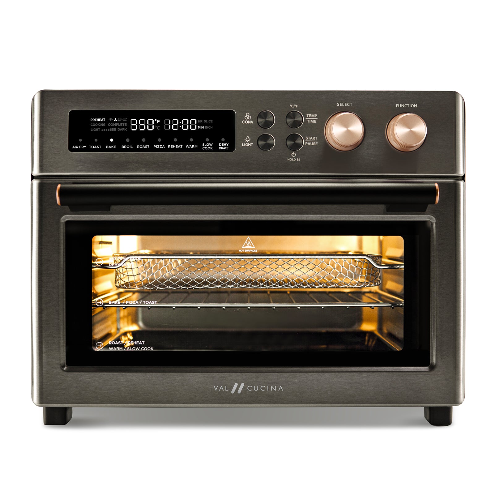VAL CUCINA 10-in-1 Air Fryer Toaster Oven - Black Matte Stainless Stee – Val  Cucina
