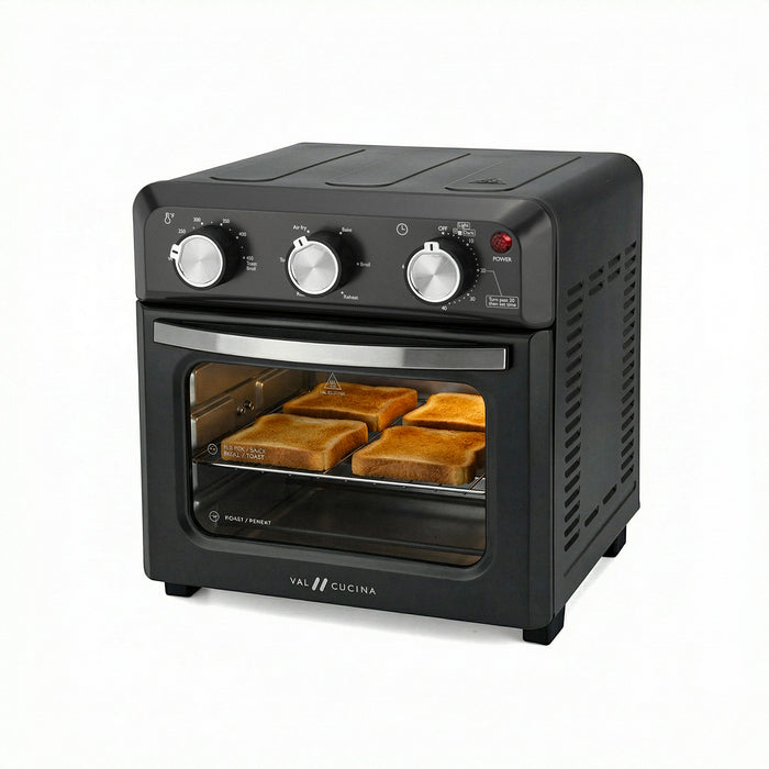 VAL CUCINA 6-in-1 Air Fryer Toaster Oven Combo, Compact 12.7 QT Small Countertop Convection Oven, Fits 9" Pizza & 4 Toast, Hexagon Hybrid Heating, Enamel Baking Pan