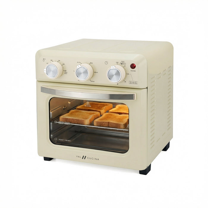 VAL CUCINA 6-in-1 Air Fryer Toaster Oven Combo, Compact 12.7 QT Small Countertop Convection Oven, Fits 9" Pizza & 4 Toast, Hexagon Hybrid Heating, Enamel Baking Pan