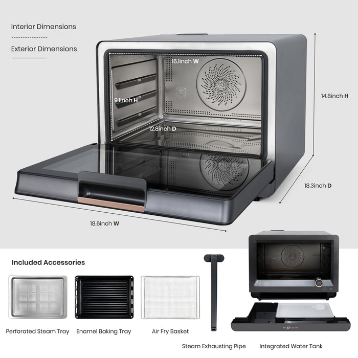 NEW ARRIVAL - VAL CUCINA 7-IN-1 STEAM CONVECTION AIR FRYER OVEN - MATTE BLACK