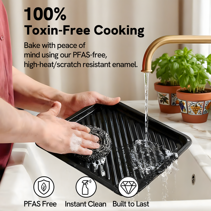 VAL CUCINA 6-in-1 Air Fryer Toaster Oven Combo, Compact 12.7 QT Small Countertop Convection Oven, Fits 9" Pizza & 4 Toast, Hexagon Hybrid Heating, Enamel Baking Pan