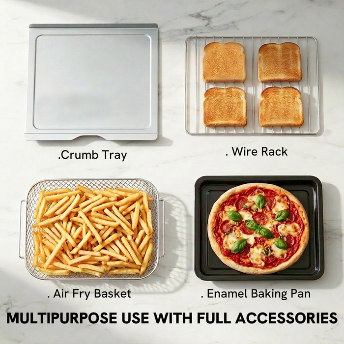 VAL CUCINA 6-in-1 Air Fryer Toaster Oven Combo, Compact 12.7 QT Small Countertop Convection Oven, Fits 9" Pizza & 4 Toast, Hexagon Hybrid Heating, Enamel Baking Pan