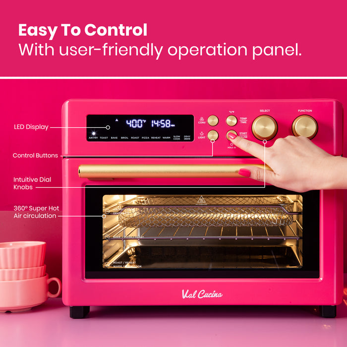 VAL CUCINA 10-IN-1 AIR FRYER TOASTER OVEN - HOT PINK