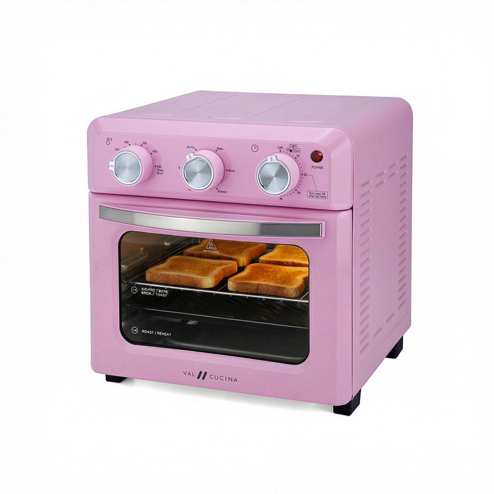 VAL CUCINA 6-in-1 Air Fryer Toaster Oven Combo, Compact 12.7 QT Small Countertop Convection Oven, Fits 9" Pizza & 4 Toast, Hexagon Hybrid Heating, Enamel Baking Pan