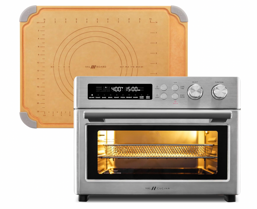 AIR FRYER TOASTER OVEN & CUTTING PASTRY BOARD - STAINLESS STEEL