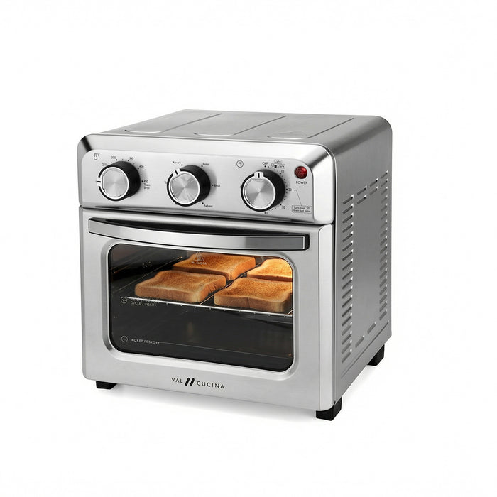 VAL CUCINA 6-in-1 Air Fryer Toaster Oven Combo, Compact 12.7 QT Small Countertop Convection Oven, Fits 9" Pizza & 4 Toast, Hexagon Hybrid Heating, Enamel Baking Pan