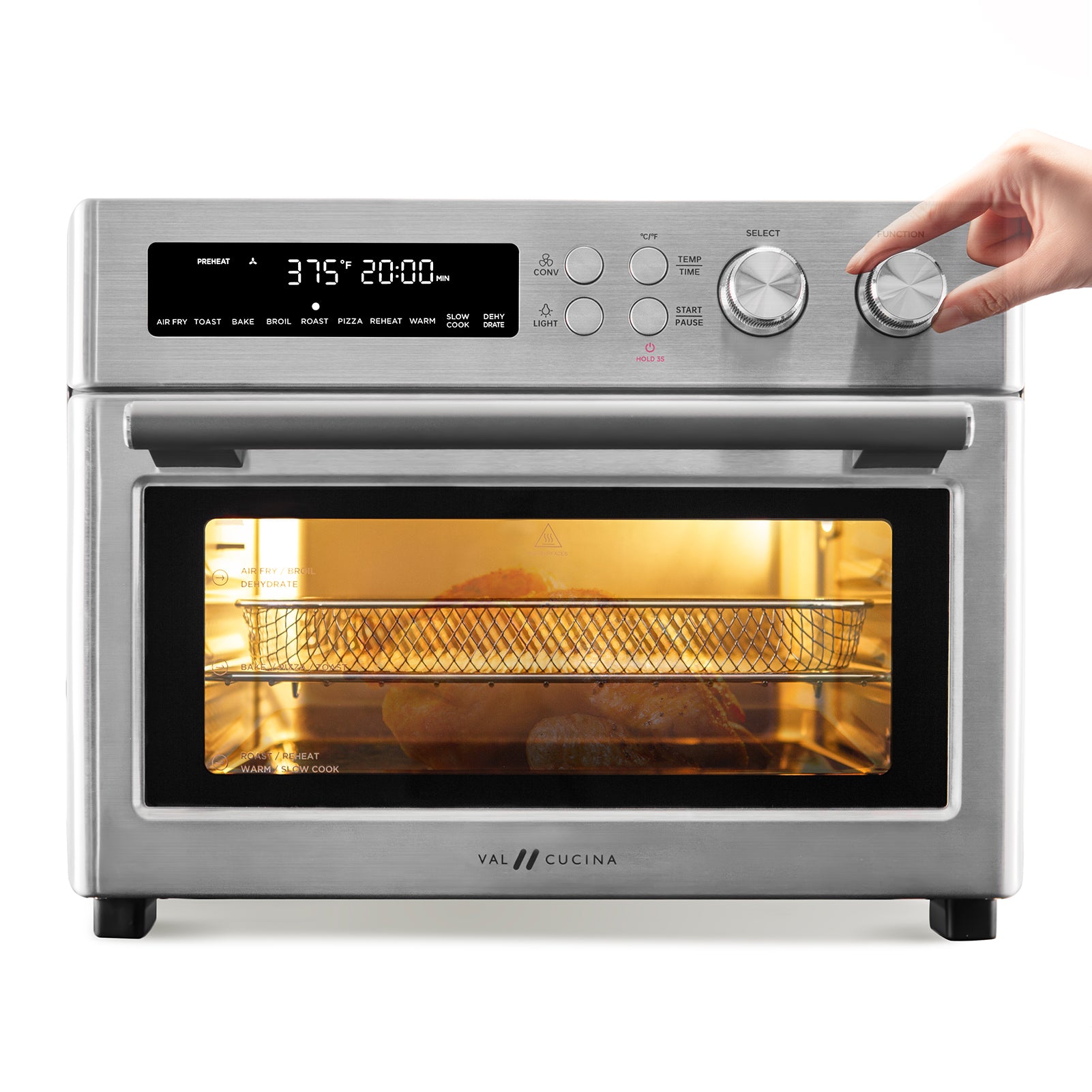 VAL CUCINA 10-in-1 Air Fryer Toaster Oven - Brushed Stainless Steel