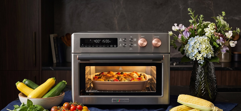 Val Cucina Roma Collection air fryer toaster oven in an Italian kitchen
