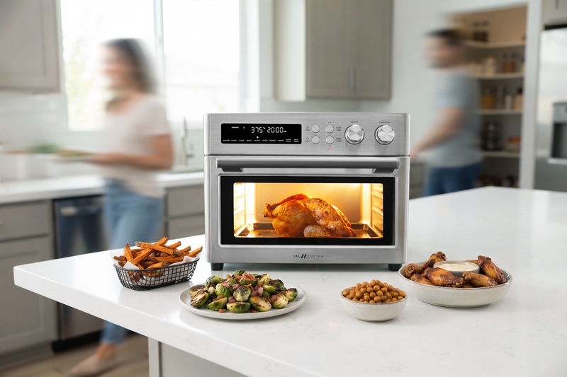 Val Cucina Roma Collection air fryer toaster oven in an Italian kitchen