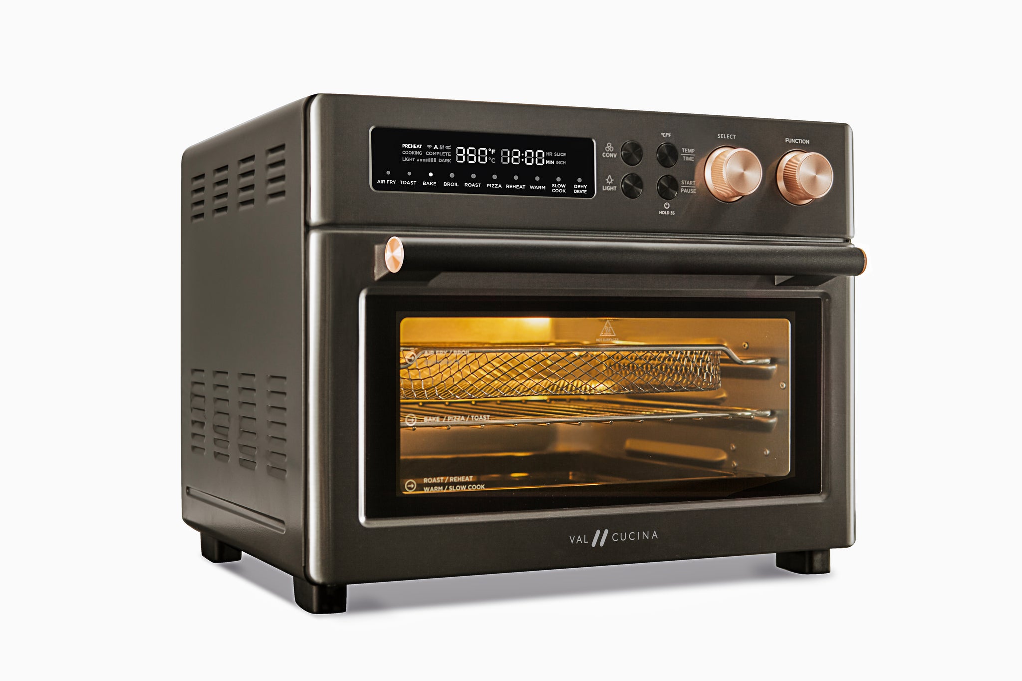 VAL CUCINA 10-in-1 Air Fryer Toaster Oven - Black Matte Stainless