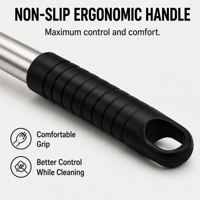 VAL CUCINA Pizza Oven Brush with Scraper, Duty Pizza Stone Brush and Cleaning Tool, Long Stainless Steel Handle Pizza Stone Scraper, Wire Bristle Pizza Brush for Pizza Oven Cleaning
