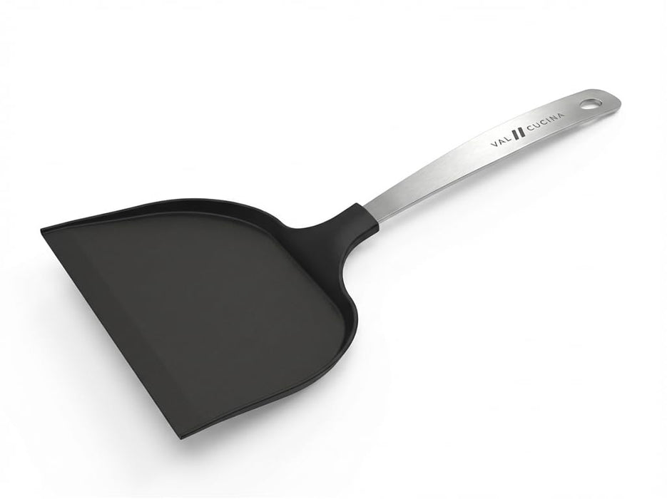 VAL CUCINA Silicone Edge Crumb & Ash Scoop Scraper, Non-Scratch Cleaning Tool for Pizza Stone, Toaster Oven, Grill & Smoker, Stainless Steel Handle, Heat Resistant to 450°F/230°C