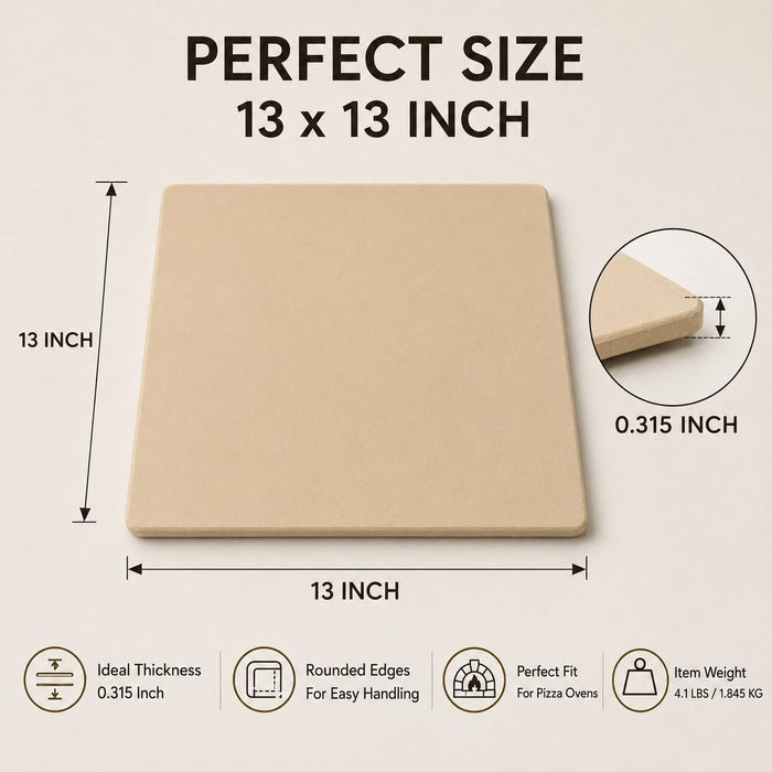VAL CUCINA Pizza Stone 13×13 Inch, Baking Stone for Oven & Grill – Premium Cordierite Heat-Resistant Pizza Baking Stone for Crispy Crust, Pizza, Bread