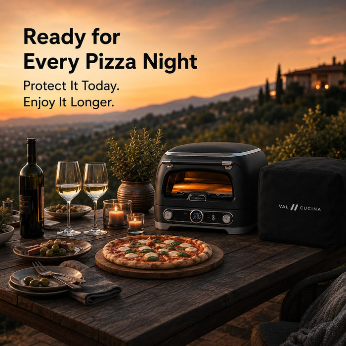 VAL CUCINA Waterproof Outdoor Pizza Oven Cover, Custom Fit for KPOBKUS101 High Temperature Roasting Oven, UV Resistant and Dustproof Pizza Oven Covers for Outside (Black)