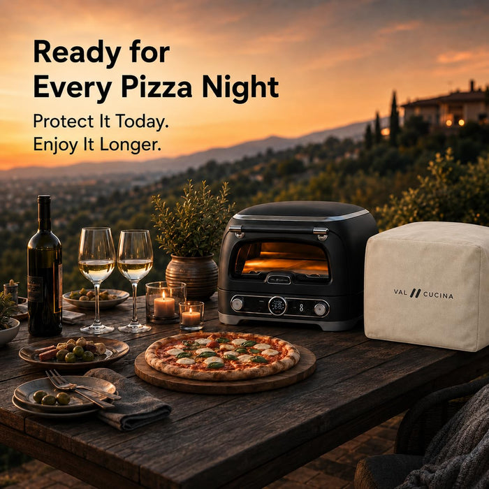 VAL CUCINA Waterproof Outdoor Pizza Oven Cover, Custom Fit for KPOBKUS101 High Temperature Roasting Oven, UV Resistant and Dustproof Pizza Oven Covers for Outside, Black (Beige)