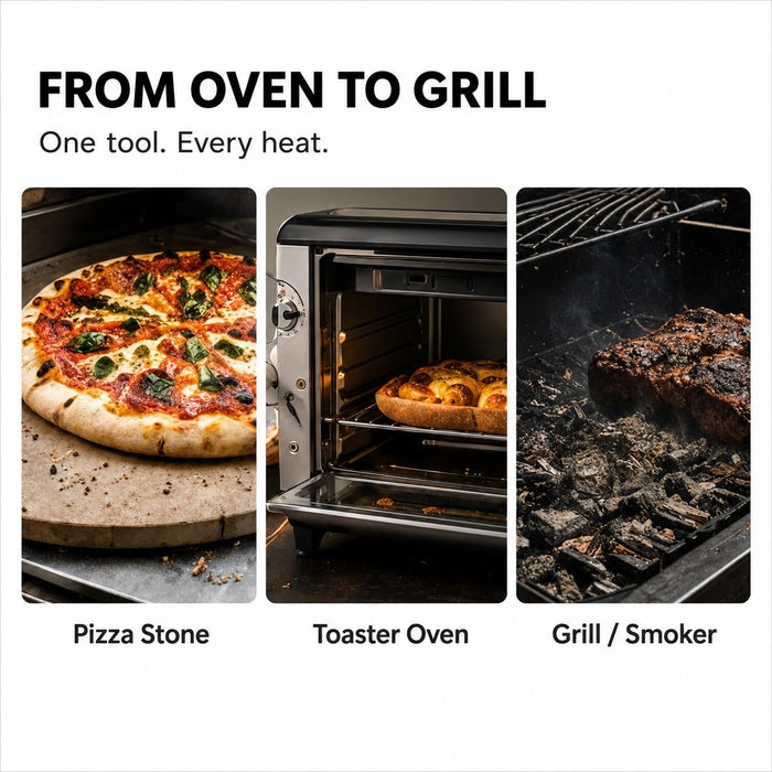VAL CUCINA Silicone Edge Crumb & Ash Scoop Scraper, Non-Scratch Cleaning Tool for Pizza Stone, Toaster Oven, Grill & Smoker, Stainless Steel Handle, Heat Resistant to 450°F/230°C