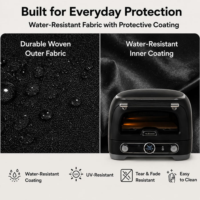VAL CUCINA Waterproof Outdoor Pizza Oven Cover, Custom Fit for KPOBKUS101 High Temperature Roasting Oven, UV Resistant and Dustproof Pizza Oven Covers for Outside (Black)