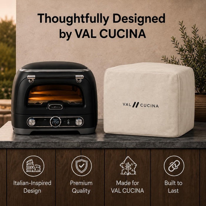 VAL CUCINA Waterproof Outdoor Pizza Oven Cover, Custom Fit for KPOBKUS101 High Temperature Roasting Oven, UV Resistant and Dustproof Pizza Oven Covers for Outside, Black (Beige)