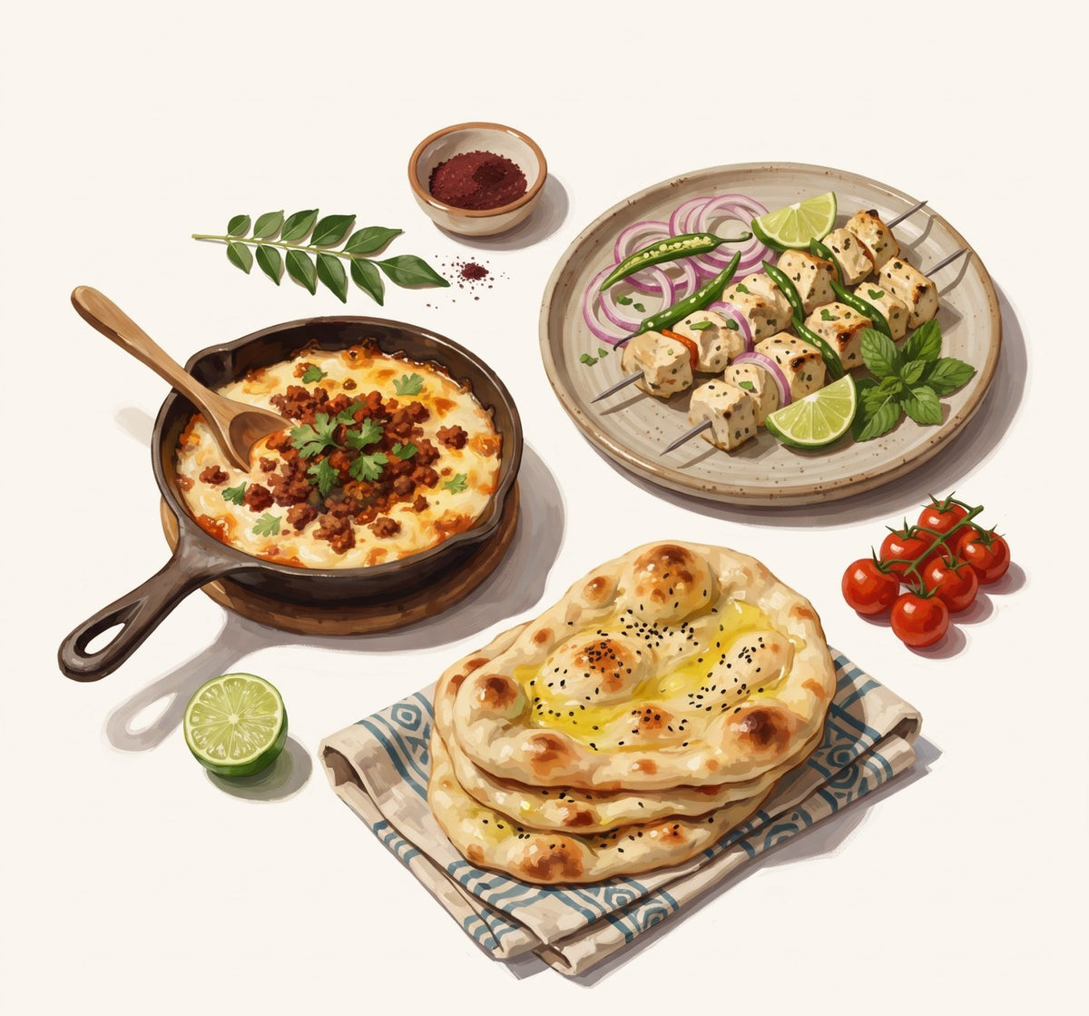 Skillet dishes and flatbreads made with Custom settings