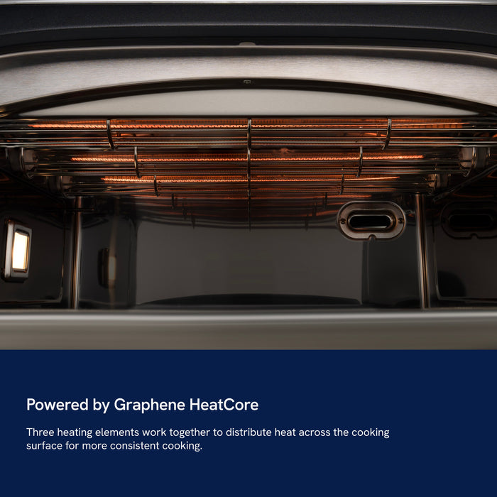 Graphene HeatCore heating elements glowing inside the Val Cucina Pizza Oven