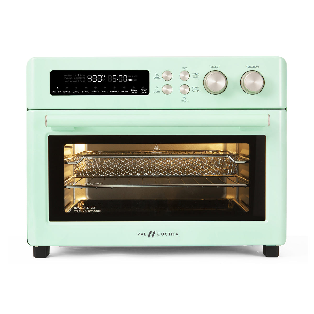 Val Cucina Roma 10-in-1 Retro Green Air Fryer Toaster Oven
