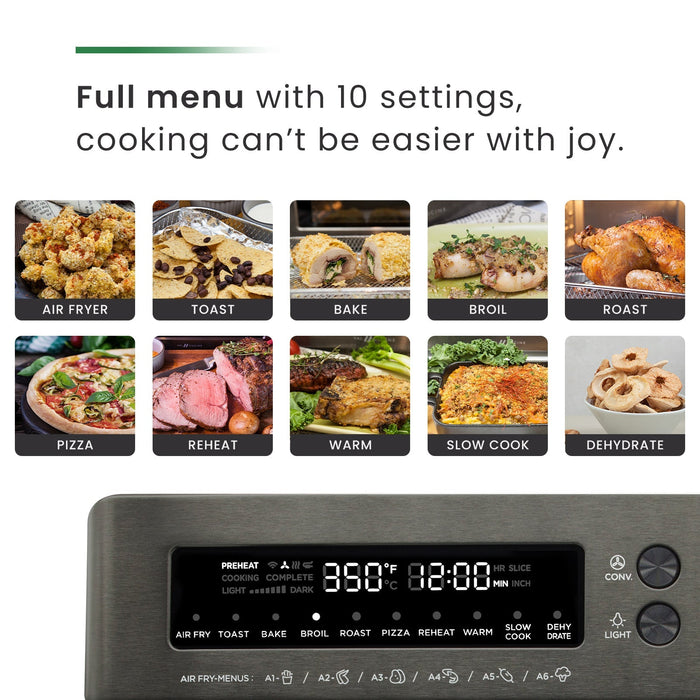 VAL CUCINA 10-IN-1 AIR FRYER TOASTER OVEN- METALLIC GREY STAINLESS STEEL (Refurbished)